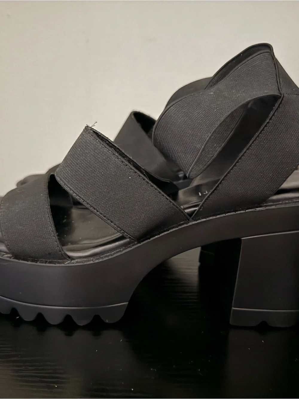 Madden Girl Black Chunky Platform Strappy Sandal